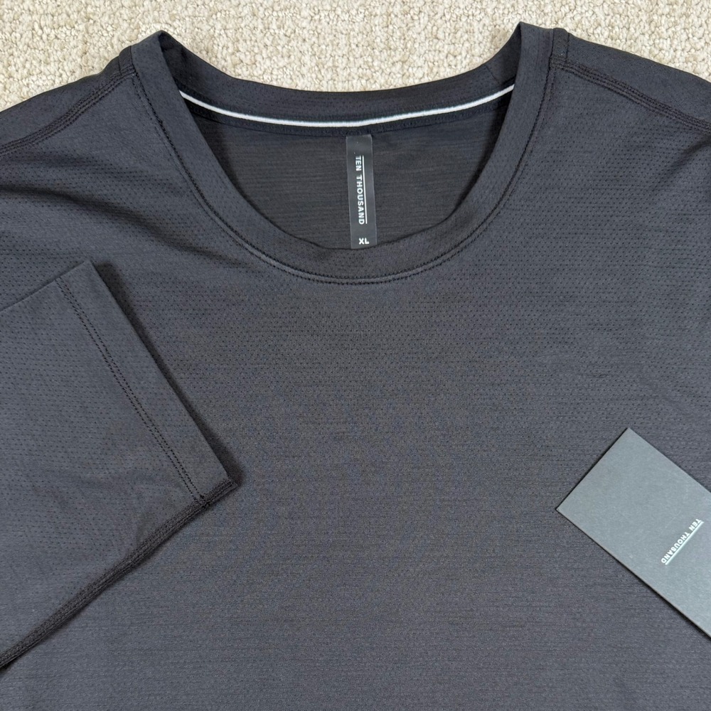 NEW Ten Thousand Mens XL Black Interval Long Sleeve Performance Training Shirt
